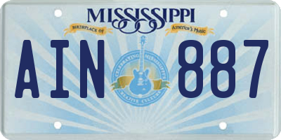 MS license plate AIN887