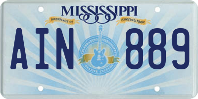MS license plate AIN889