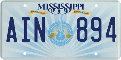 MS license plate AIN894