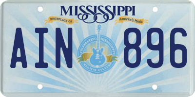 MS license plate AIN896