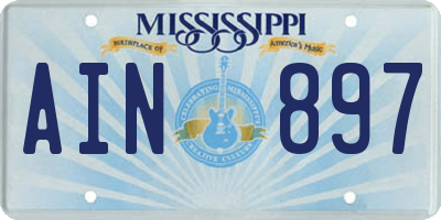 MS license plate AIN897