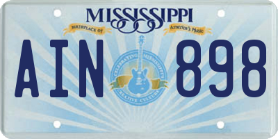 MS license plate AIN898