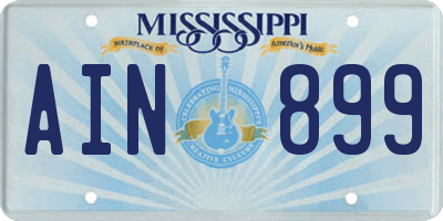 MS license plate AIN899