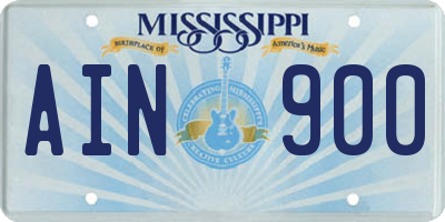 MS license plate AIN900