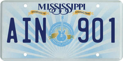 MS license plate AIN901