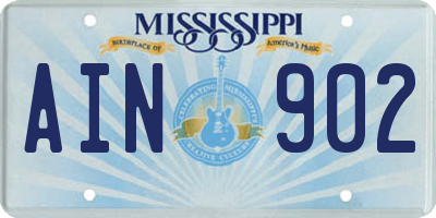 MS license plate AIN902
