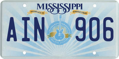 MS license plate AIN906