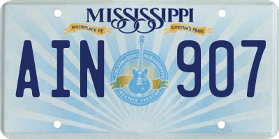 MS license plate AIN907