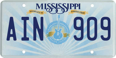 MS license plate AIN909