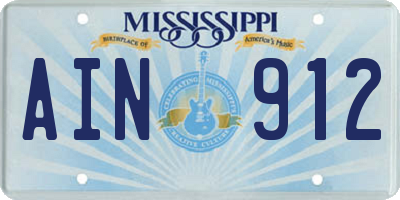 MS license plate AIN912