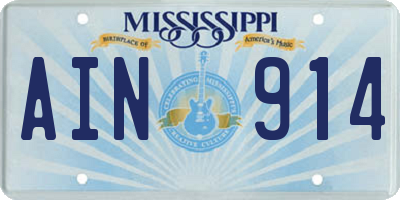 MS license plate AIN914