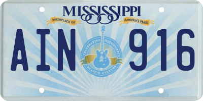 MS license plate AIN916