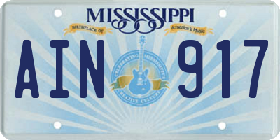 MS license plate AIN917