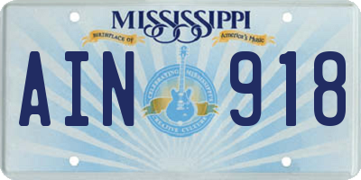 MS license plate AIN918