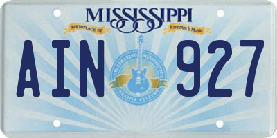 MS license plate AIN927