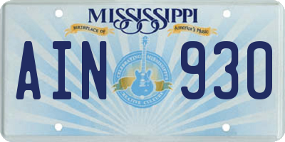 MS license plate AIN930