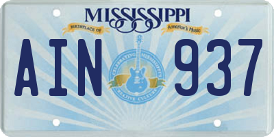 MS license plate AIN937