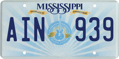 MS license plate AIN939