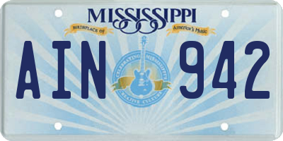 MS license plate AIN942