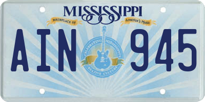 MS license plate AIN945