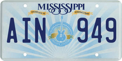 MS license plate AIN949