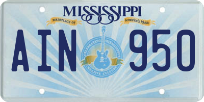 MS license plate AIN950