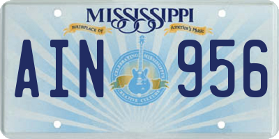 MS license plate AIN956