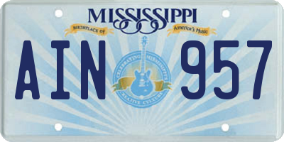 MS license plate AIN957