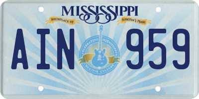 MS license plate AIN959