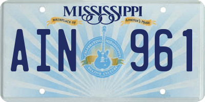 MS license plate AIN961