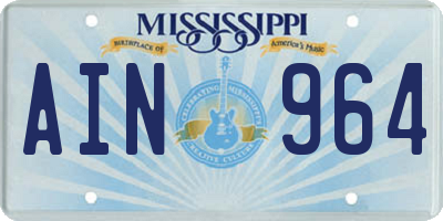 MS license plate AIN964