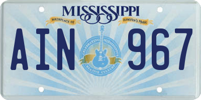MS license plate AIN967