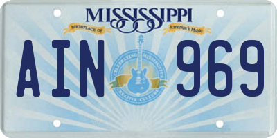 MS license plate AIN969
