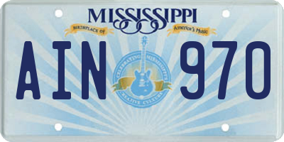 MS license plate AIN970