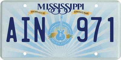 MS license plate AIN971