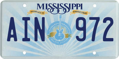 MS license plate AIN972