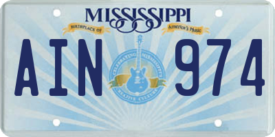 MS license plate AIN974