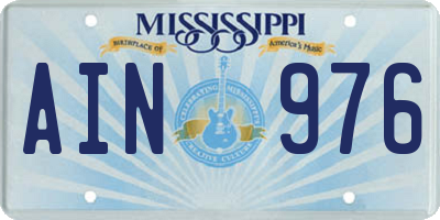 MS license plate AIN976
