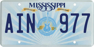 MS license plate AIN977