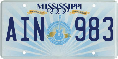 MS license plate AIN983