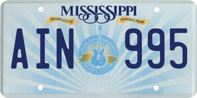 MS license plate AIN995