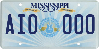 MS license plate AIO000