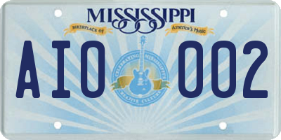 MS license plate AIO002
