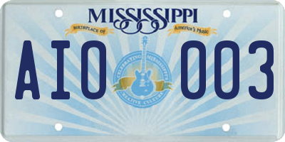 MS license plate AIO003
