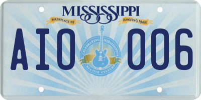 MS license plate AIO006