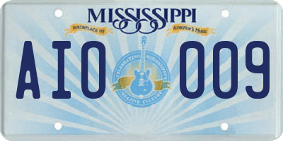 MS license plate AIO009