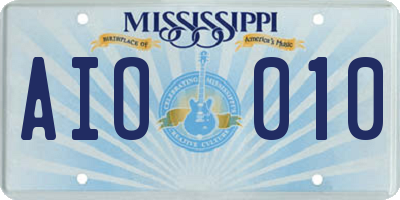 MS license plate AIO010