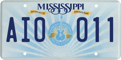 MS license plate AIO011