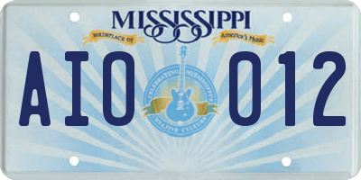 MS license plate AIO012