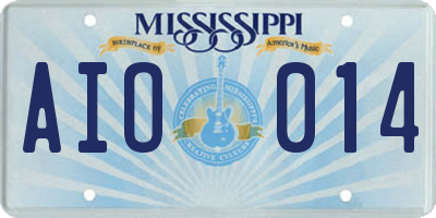 MS license plate AIO014